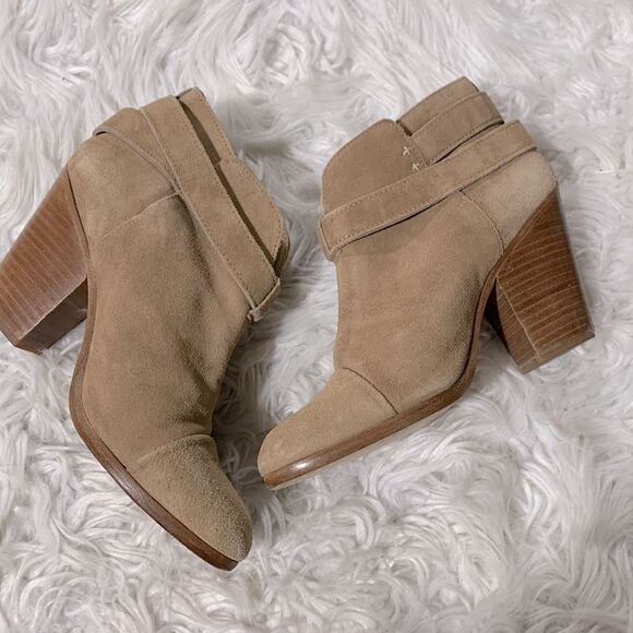 RAG & Bone Harrow Suede Ankle Boots Bootie Ankle Straps Hazel Tan women sz 37 - Picture 2 of 9